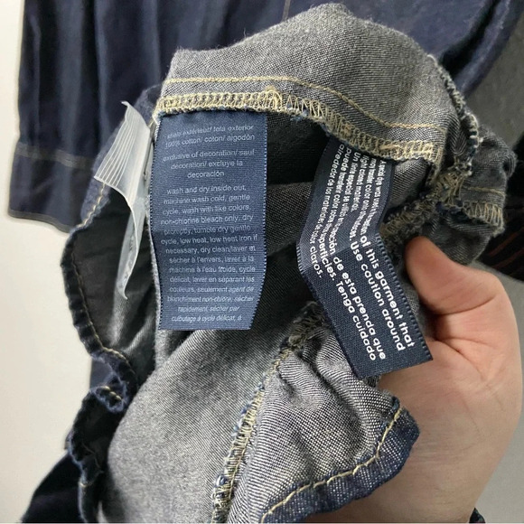 Tommy Hilfiger Denim Shirtdress Ruffle Hem NEW Size 8/10 Casual Chic Americana - Picture 12 of 16